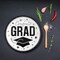 25 Count White Congrats Grad 9" Round Paper Plates for Graduation
